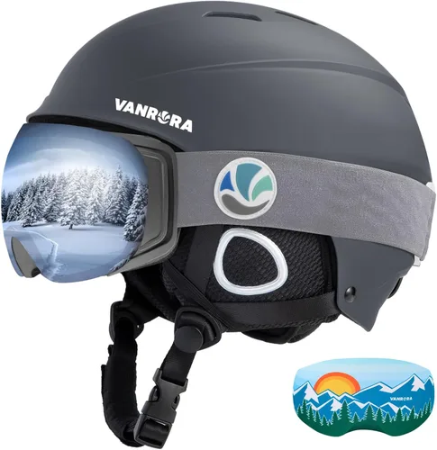 Vista 10 de VANRORA Juego de casco y gafas de esquí – Casco de snowboard con control de clima, lentes intercambiables, para hombres y mujeres