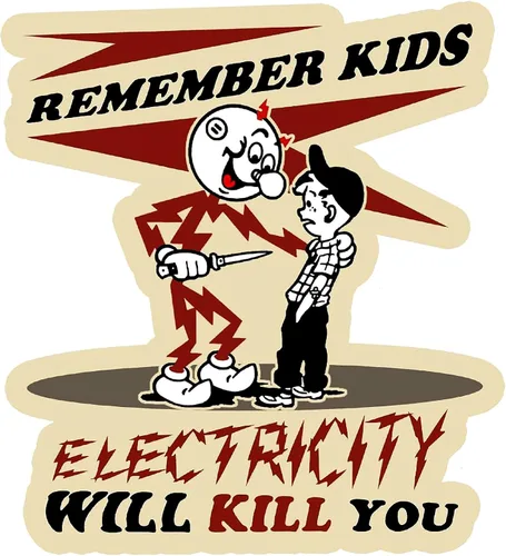 Vista 2 de Adhesivo de vinilo troquelado con texto en inglés «Electricity Will Kill You», «Good and Evil Good» para Windows, autos, camiones, parachoques