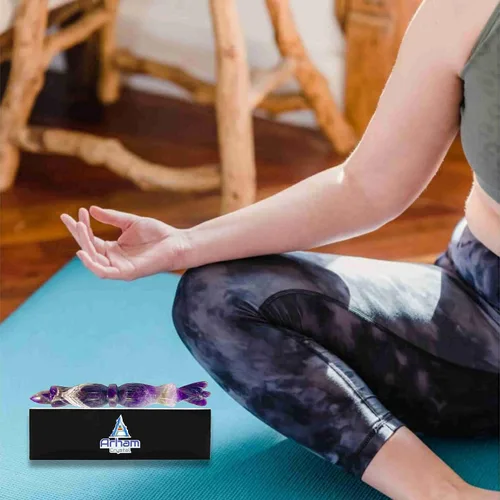 Vista 6 de Varita curativa de talla metafísica de amatista Lápiz de piedras preciosas talladas a mano de 6 pulgadas para meditación y masaje pagano Energía
