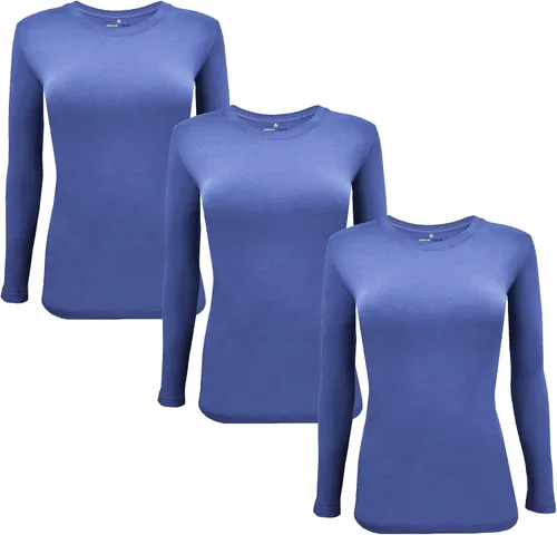 Vista 14 de Natural Uniforms Camiseta Under Scrub para mujer, cuello redondo, manga larga, paquete de 3, paquete múltiple de 3