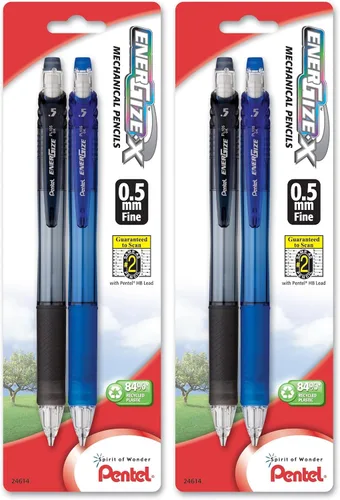 Vista 2 de Pentel EnerGize-x - Lápiz mecánico, 0.020 in, colores surtidos de barril, paquete de 2 (PL105BP2M)