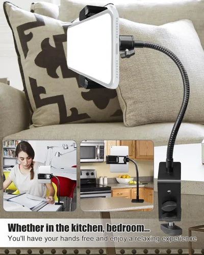 Vista 2 de Juego de soporte para tableta de cuello de cisne, soporte ajustable y flexible para teléfono para cama y escritorio, compatible con iPad Switch