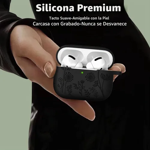 Vista 4 de Lerobo - Funda para AirPods Pro 2, funda de silicona suave con llavero para mujer