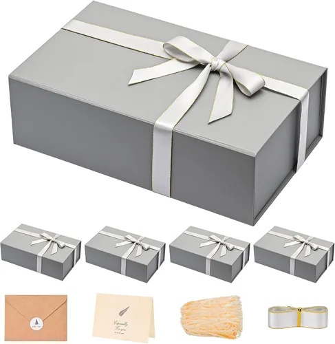 Vista 43 de LIFELUM Square Gift Box with Magnetic Lid, Card, Sticker, Ribbon, Shredded Paper Filler for Business, Wedding, Birthdays