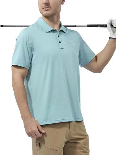 Vista 2 de marami Camisetas de golf para hombre, de secado rápido, ajustadas, de manga corta, transpirables, casuales, con bolsillo