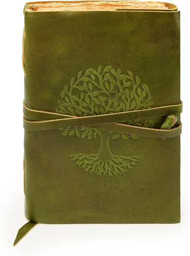 Vista 47 de Diario de cuero para mujeres y hombres, 200 páginas, 5 x 7 pulgadas, regalos para mujeres, diario de viaje, cuaderno de mujer, marcador de 7 chakras