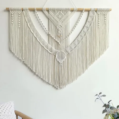 Vista 14 de Achart Colgante de Macramé para Pared Grande- Decoración de Pared Boho- Arte de Pared Grande- Decoración de Pared para Sala de Estar- Tapiz