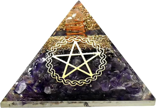 Vista 13 de Amazing Gemstone Pirámide de orgón de amatista para EMF y protección de energía negativa - Pirámide de cristal de amatista natural, Amatista