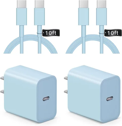 Vista 14 de Cargador para iPhone 17 16 15 de carga rápida - 2 unidades, 20 W, USB C, bloque de carga con cable tipo C de 6 pies compatible con iPhone 17/17