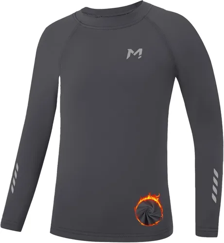 Vista 16 de Moozava Camiseta térmica de compresión para niños, manga larga, forro polar, para jóvenes, para fútbol, béisbol, fútbol, capa base