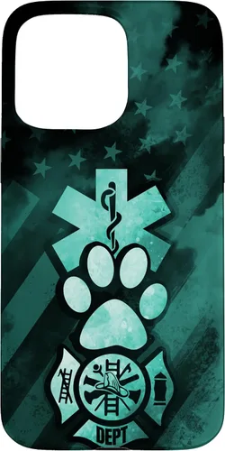 Vista 27 de Funda americana para iPhone 13 EMT EMS Firefighter Dog Paw Turquoise Fire Rescue