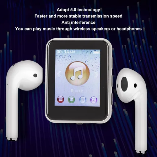 Vista 2 de Reproductor MP3 8G con Bluetooth, reproductor MP3 de 1.8 pulgadas con podómetro y altavoz, reproductor de música digital de alta fidelidad portátil