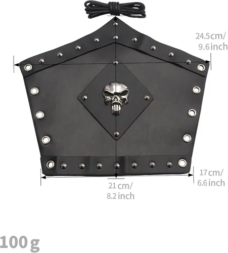 Vista 6 de Jeilwiy Brazaletes vikingos medievales de cuero, brazaletes de armadura de brazo, brazalete de cuero, guantelete punk para hombres y mujeres
