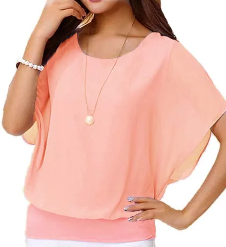 Vista 29 de VIISHOW - Blusa de gasa y de manga corta para mujer, estilo holgado y casual Negro