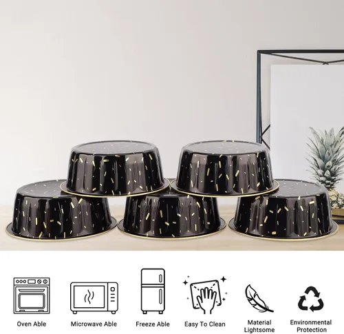 Vista 3 de EUSOAR Moldes de papel de aluminio para magdalenas, paquete de 50 moldes desechables de papel de aluminio de 8 onzas (7.9 fl oz) con tapas, papel