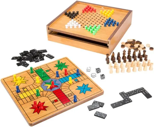 Vista 11 de Ajedrez, Checker y Backgammon de madera deluxe Set, color café