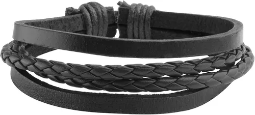 Vista 6 de Juego de 4-10 pulseras de cuero para mujeres y hombres, cuentas de madera trenzadas, cordón ajustable