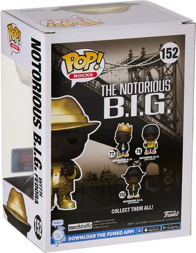 Vista 4 de Funko Biggie Smalls Pop! Rocks Notorious BIG - Figura de vinilo exclusiva #152 [Gold Variant Fedora]