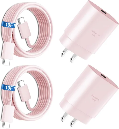 Vista 18 de Cargador súper rápido tipo C, bloque de cargador de pared rápido USB C de 25 W y cable de carga rápida súper largo de 8 pies para Samsung Galaxy