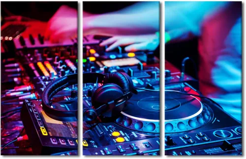 Vista 40 de Lienzo decorativo para pared, diseño de DJ Music Mixes the Track HD impreso en pinturas, 2 piezas, imágenes abstractas para sala de estar, obra
