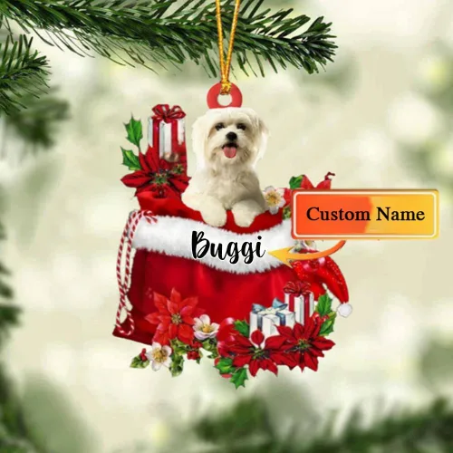 Vista 13 de Perro Akita Inu personalizado en bolsa de regalo, adorno de Navidad, nombre personalizado, regalo para amantes de los perros, familia, Navidad