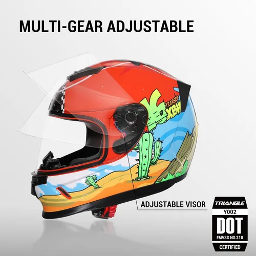 Vista 7 de TRIANGLE Casco de motocicleta para niños, casco de cara completa ligero con 2 viseras aprobado por DOT