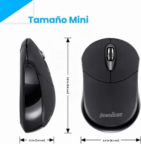 Vista 3 de Perixx PERIMICE-802B - Mouse inalámbrico Bluetooth, diseño portátil para Windows, iOS y tabletas Android, goma negra Negro
