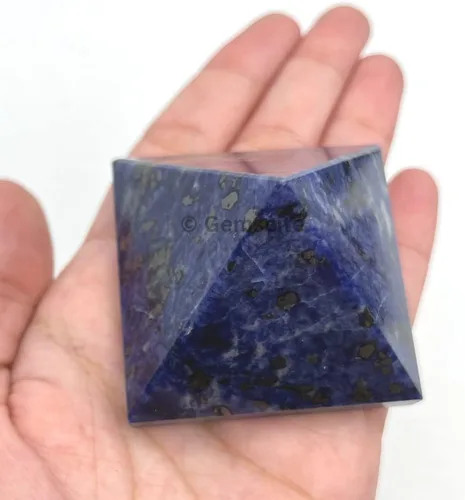 Vista 6 de GEMSCITE Sodalite Pyramid Crystal Healing Stones - 2" Great Pyramid Figurine of Natural Stone Pyramid for Meditation, Reiki, Chakra Balancing and