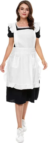 Vista 3 de Delantal retro ajustable con bolsillos, tamaño pequeño a grande para mujer de LilMents
