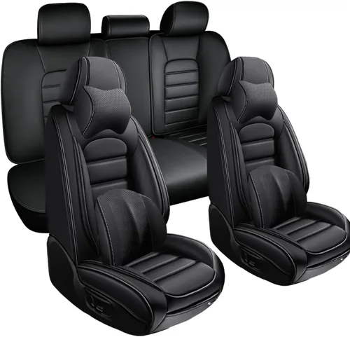 Vista 26 de Fundas de asiento para GMC Canyon 2004-2024, 2 fundas de asiento de automóvil de cuero, fundas protectoras de asiento impermeables, fundas