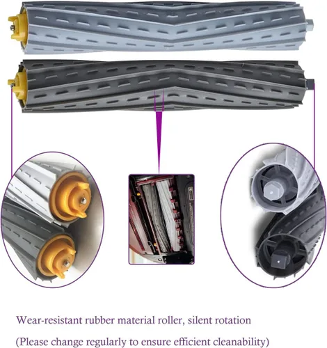 Vista 4 de Cepillos de rodillos de goma,Piezas de repuesto para irobot Roomba serie 800 y 900, aspiradora Roomba 800 850 860 861 866 870 880 890 900 980