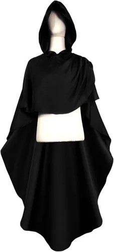 Vista 3 de Bata de sacerdote medieval para Halloween, disfraces de cosplay con capucha de monje renacentista, capa de mago, hechicero para cosplay