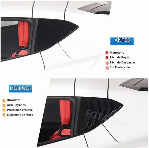 Vista 2 de Cubierta de persiana lateral trasera compatible con Chevrolet Corvette C8 2020-2025, cubierta de ribete de persianas de ventana trasera, accesorios