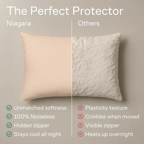 Vista 7 de Juego de 4 fundas de almohada ultrasuaves con cremallera tamaño Queen, 100% protección contra manchas, polvo y suciedad, lavables a máquina (beige)