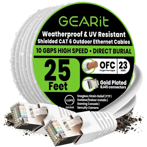 Vista 9 de GEARit - Cable Ethernet Cat6 para exteriores (3 m) 23AWG de cobre puro, FTP, LLDPE, impermeable, entierro directo, en tierra, resistente a UV, POE