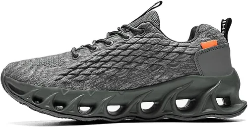 Vista 5 de Zapatos deportivos de moda para hombre, para correr, caminar, zapatos de tenis antideslizantes con cordones, para enfermería, levantamiento
