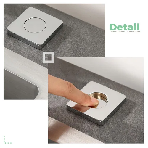 Vista 3 de Kit de interruptor de aire de latón cromado, botón inalámbrico para fregadero superior para eliminación de residuos de basura y alimentos