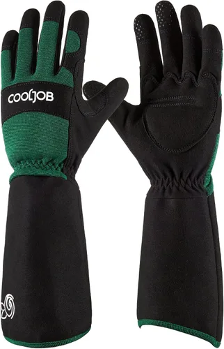 Vista 9 de COOLJOB Guantes de jardín para poda de rosas a prueba de espinas para hombres, guantes de manga larga acolchados para trabajo de jardín