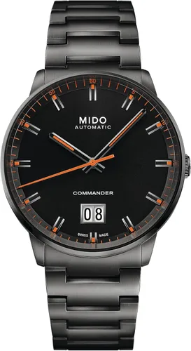 Vista 11 de MIDO Commander Big Date - Swiss Automatic Watch for Men - 42mm Stainless Steel Case - See Through Caseback - 80 Hour Power Reserve PVD antracita