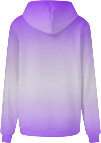 Vista 4 de Sudadera con estampado degradado para mujer, casual, suave, manga larga, ligera, novedosa, para invierno