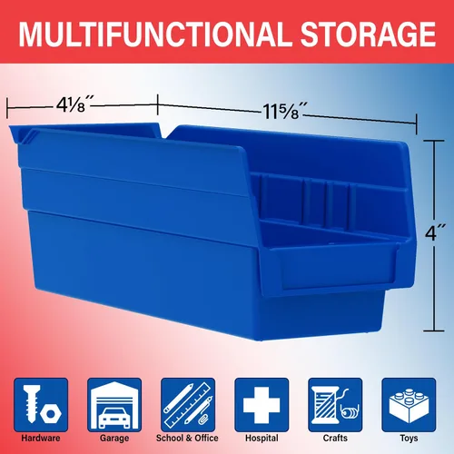 Vista 2 de Caja de anidado tipo estante contenedor Akro-Mils 30120 de 12’’ x 4’’ x 4’’, de plástico transparente, 24 unidades Azul