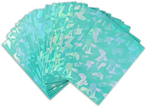 Vista 10 de 100 fundas holográficas negras para tarjetas, ajuste perfecto, fundas brillantes para tarjetas coleccionables, tamaño estándar, compatibles