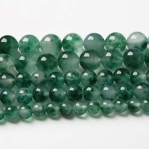 Vista 44 de 36 piezas de cuentas sueltas de espacio de jade de epidoto verde y rojo natural de 10 mm, cuentas redondas para hacer joyas DIY, collares, pulseras