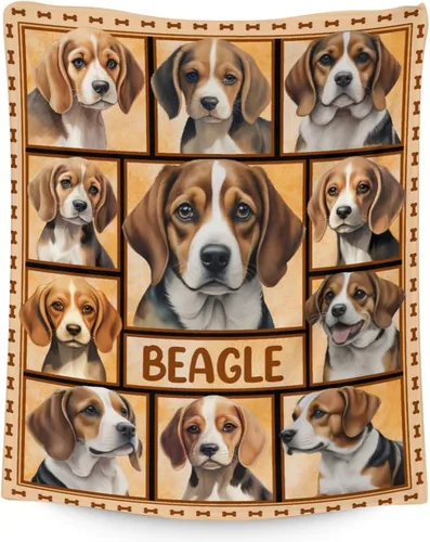 Vista 13 de Manta Beagle – Suave, mullida y cálida – Manta pequeña de 30 x 40 pulgadas para sofá, oficina – Manta blanca linda manta de regalo para niñas y niños