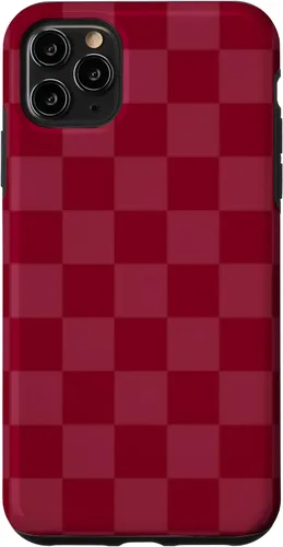 Vista 13 de Funda de diseño simple con diseño a cuadros rojo burdeos para iPhone 16