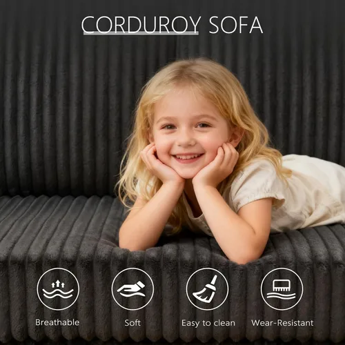 Vista 4 de Sofá modular de 81 pulgadas, sofá cama de 5 plazas en forma de L con cama extraíble, almacenamiento oculto y puertos de carga USB, sofás seccionales