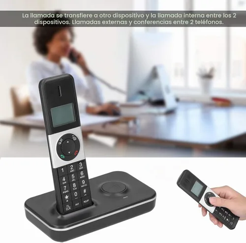 Vista 4 de Teléfono inalámbrico para el hogar, sistema de teléfono inalámbrico, pantalla LCD retroiluminada, identificación de llamada/reenvío de llamadas