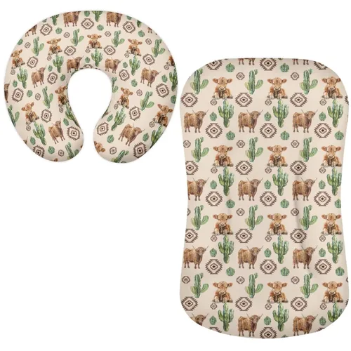 Vista 6 de Funda para tumbona de bebé floral de hongos bohemios y funda de almohada de lactancia, 2 piezas, ovalada, reloj de arena, rectangular, para moisés