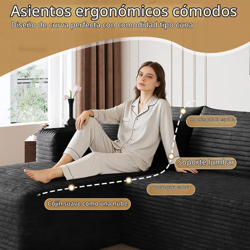 Vista 6 de AUGOP Sofás seccionales para sala de estar, sofá modular moderno con sofás en forma de L, sofá tapizado sin hueso, asiento profundo, sofá seccional