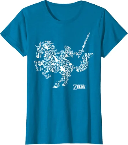 Vista 37 de The Legend of Zelda Camiseta con diseño de símbolos de caballo Azul Marino